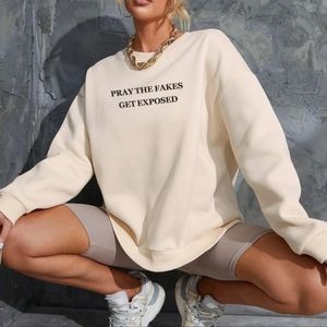 》❤️ NEW Shein Slogan "Pray the fakes get exposed" Longsleeve Oversized Sweater
